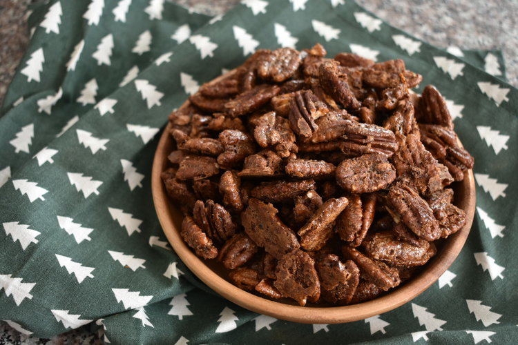 spiced nuts on plate