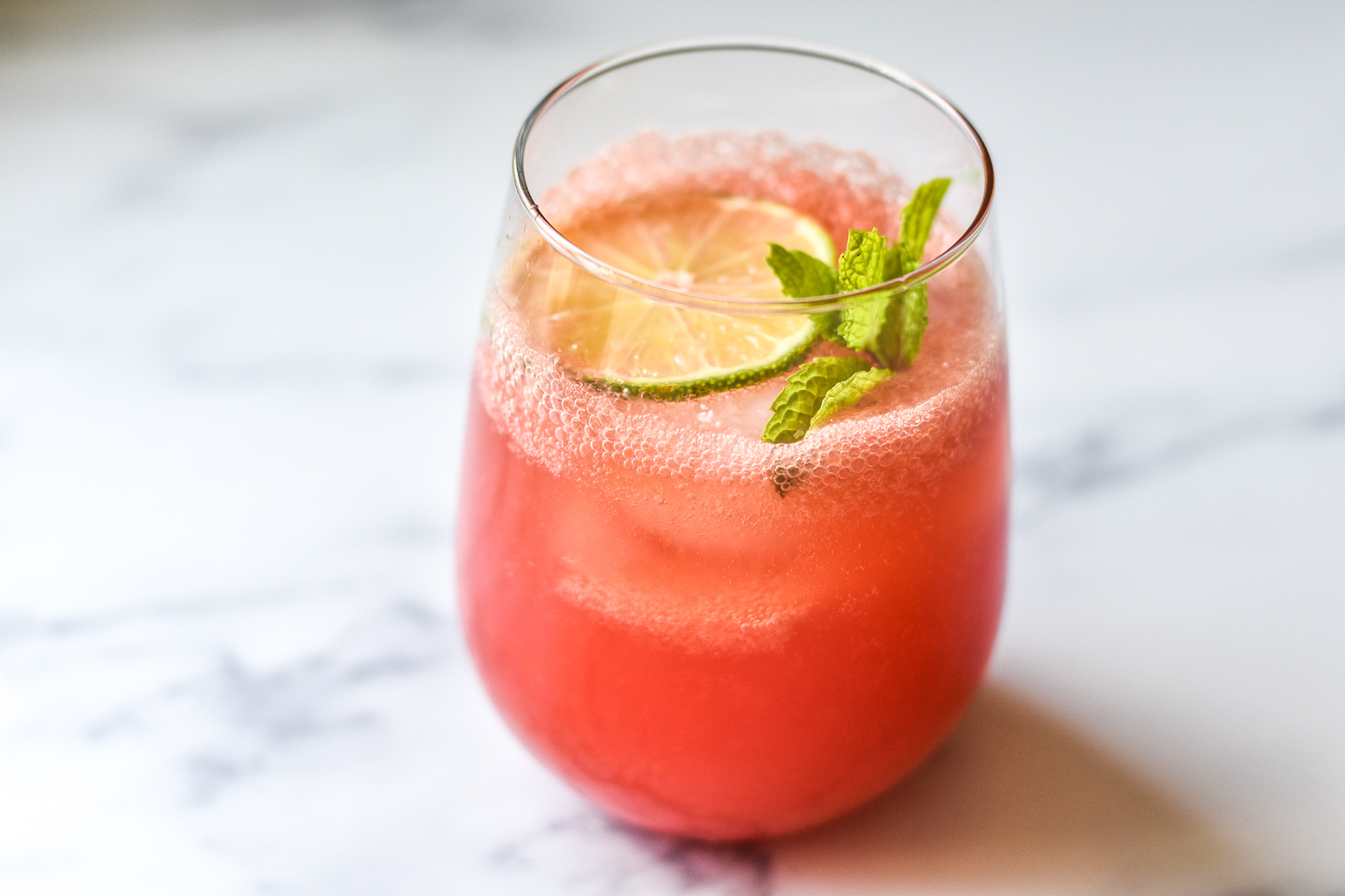 watermelon mint lime in a glass