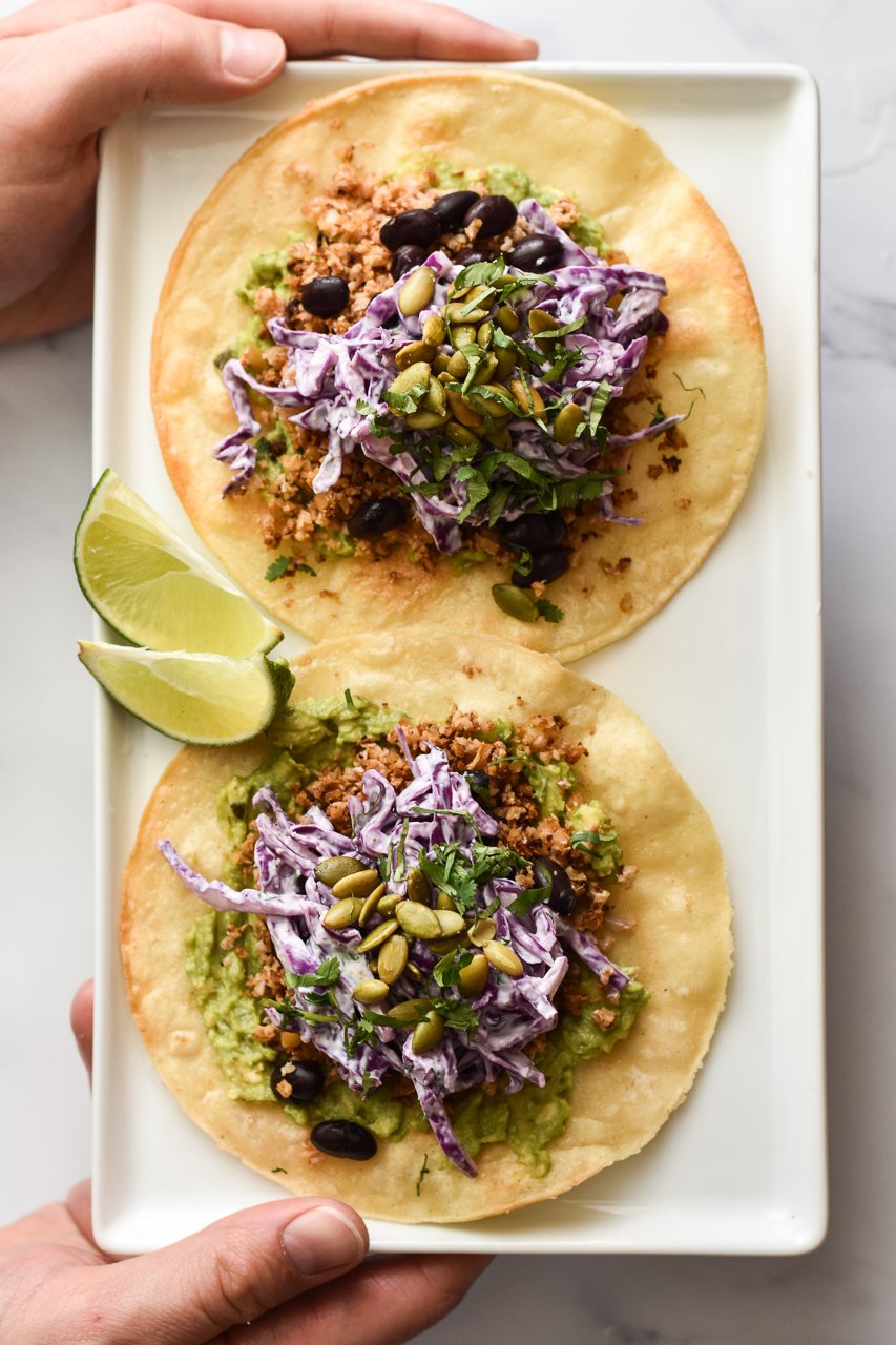 vegetarian tostadas on a plate