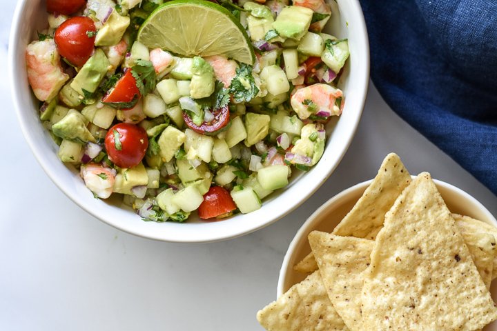 shrimp ceviche and chips