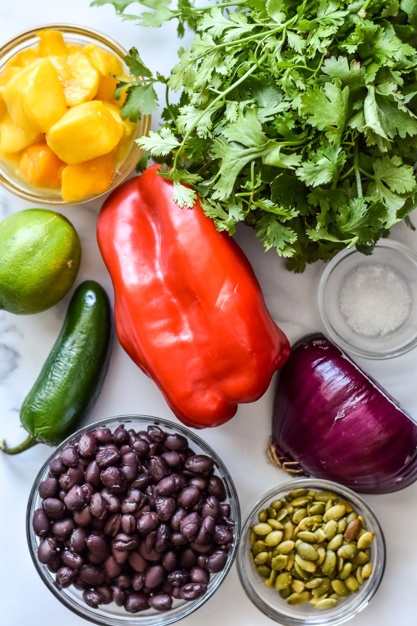 ingredients for mango black bean salsa