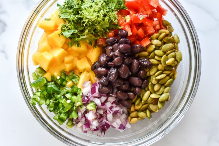 chopped salsa ingredients in a bowl