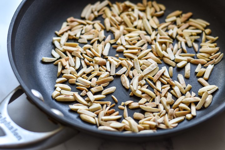 toasted almonds in a skillet