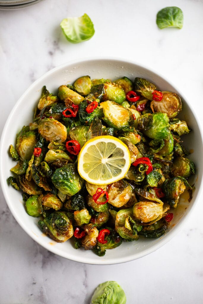 crispy fried brussels sprouts in a bowl