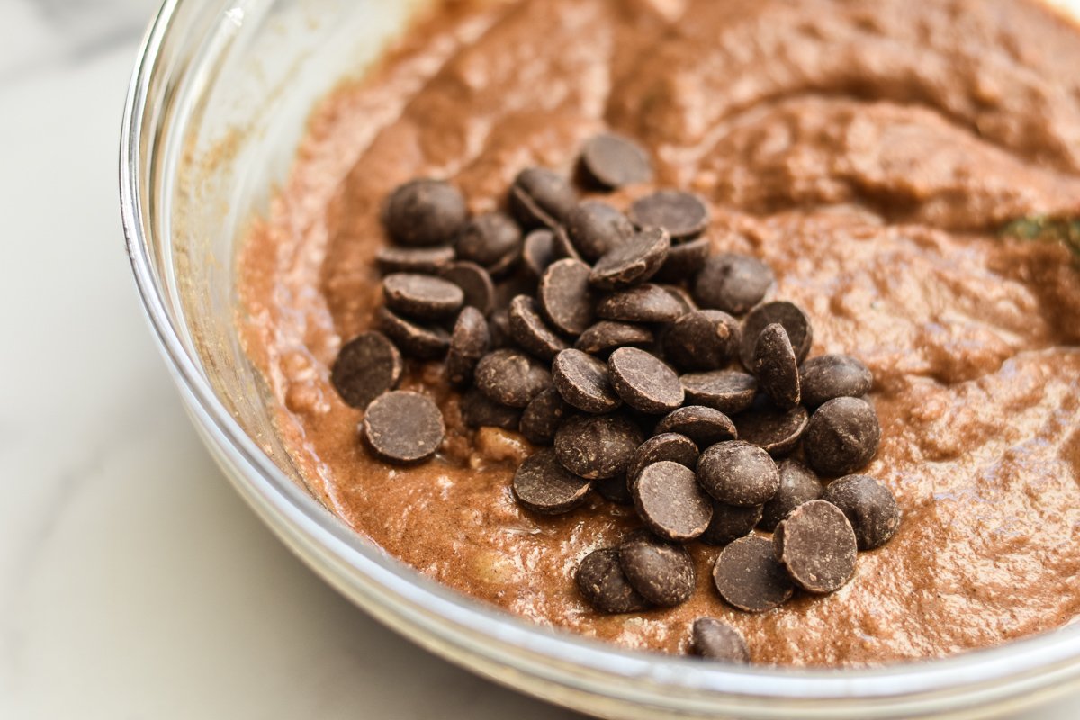 muffin batter with chocolate chips in a bowl