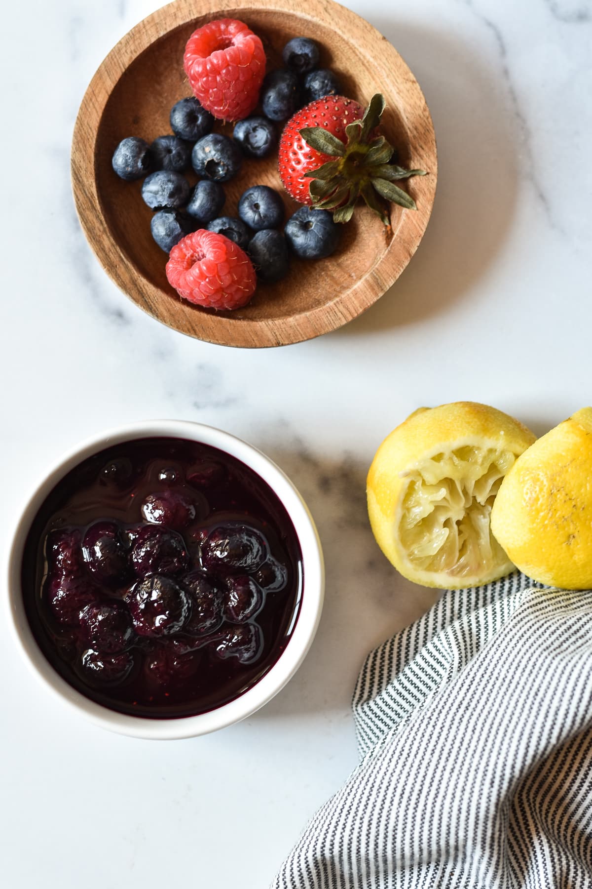 fresh berries with lemon and berry compote