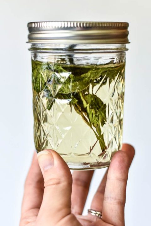 jar of mint simple syrup