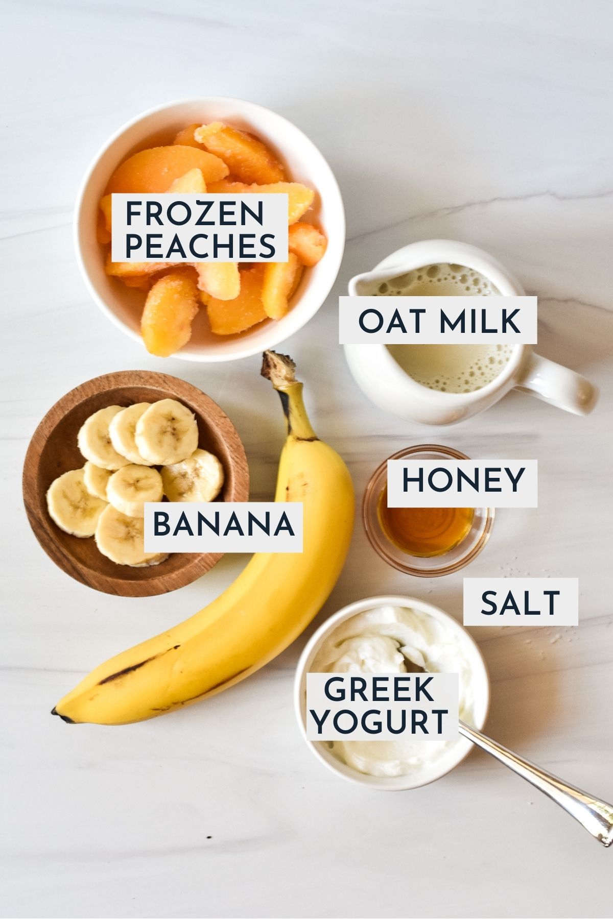 ingredients for banana peach smoothie