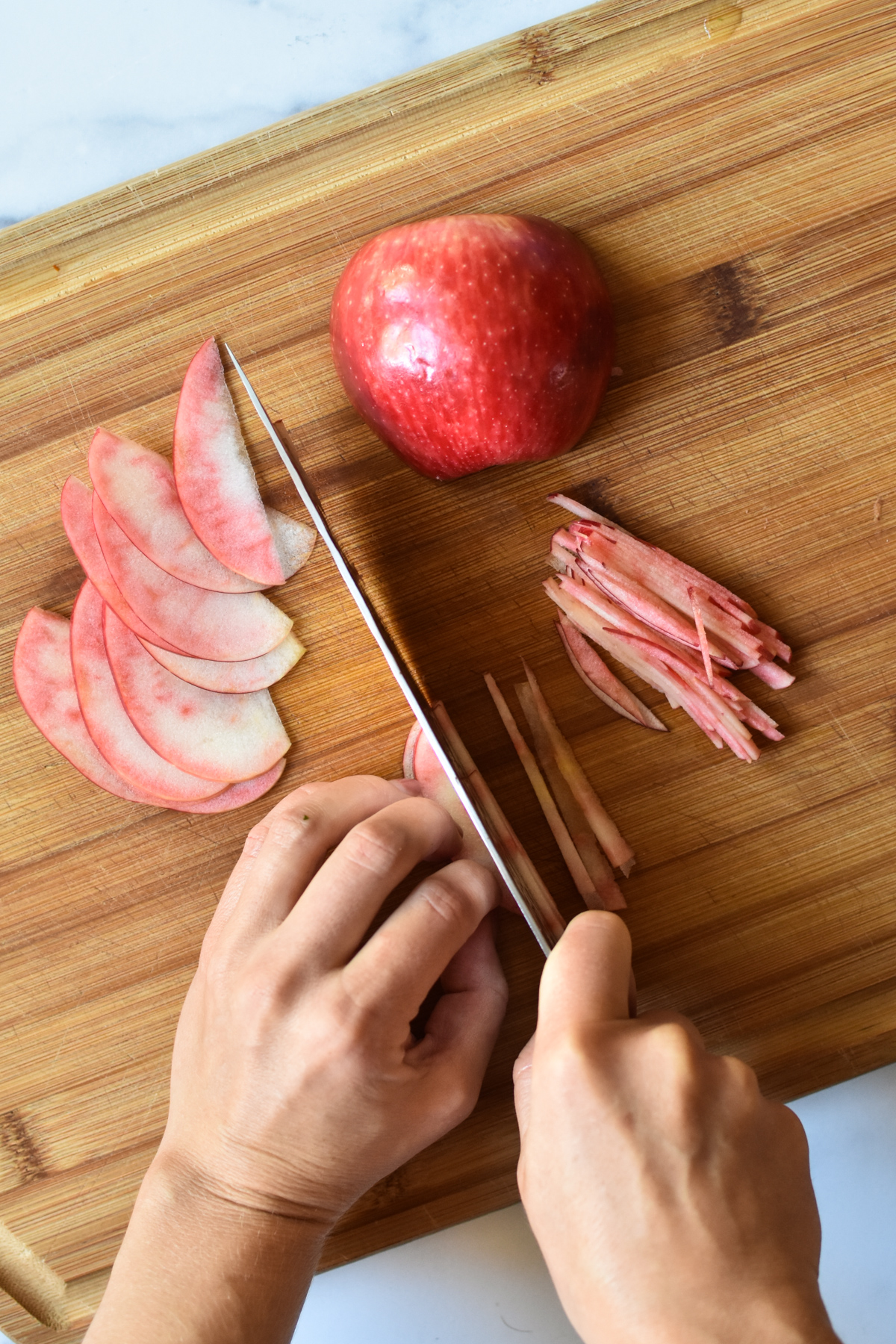 how to julienne apples with a knife
