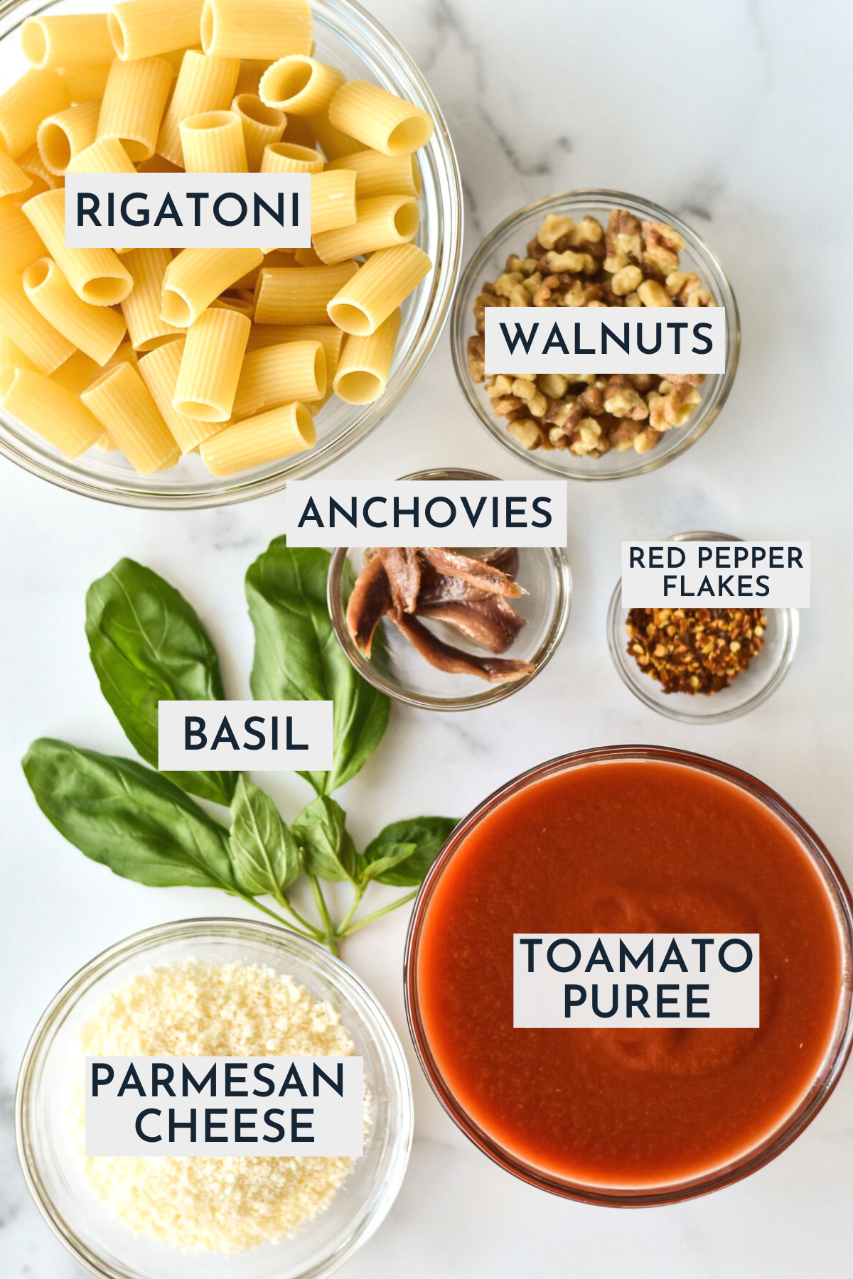 ingredients for spicy rigatoni