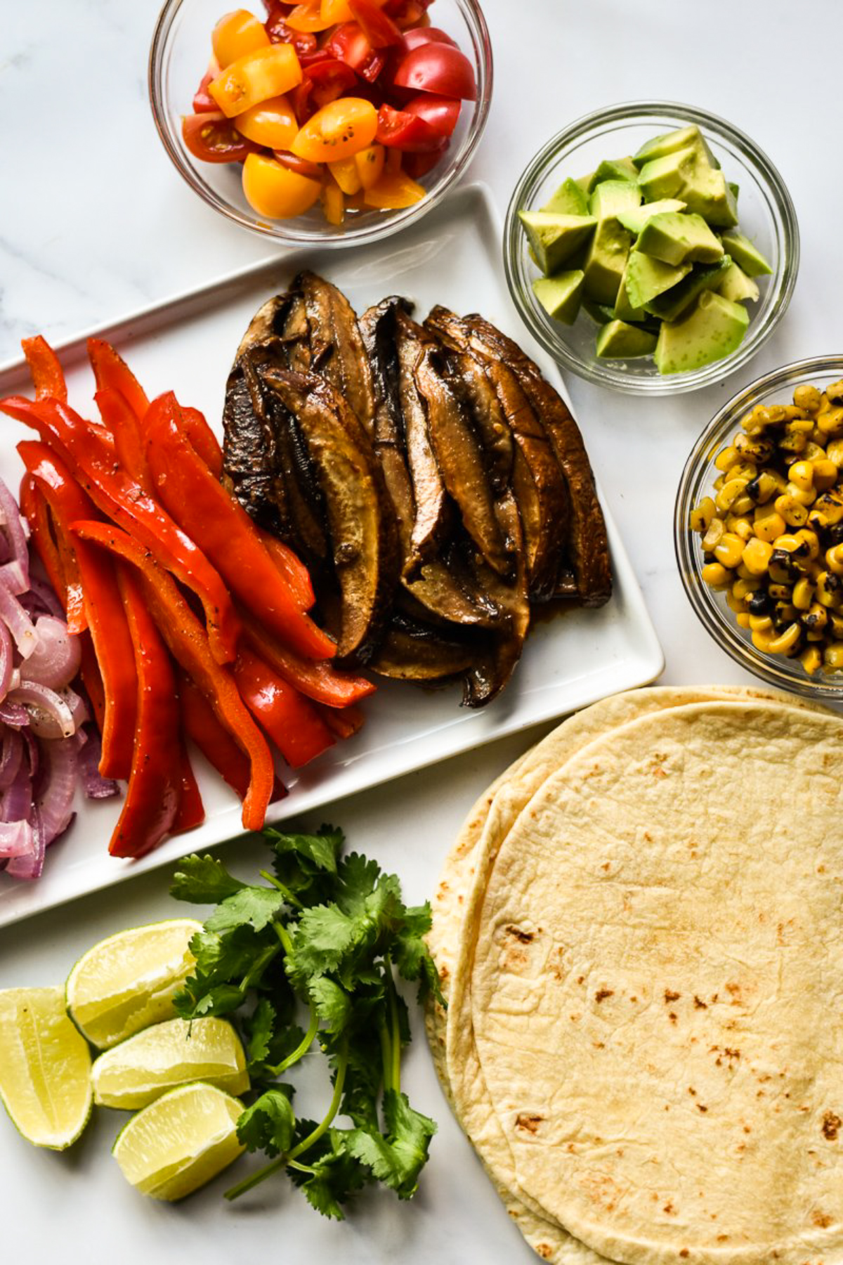 ingredients for portobello mushroom fajitas