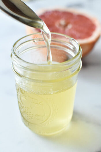 grapefruit simple syrup in a jar