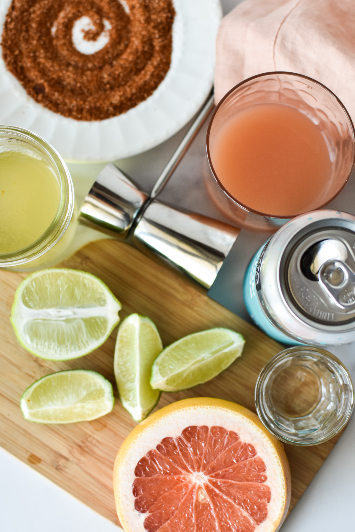 grapefruit, limes, club soda, grapefruit juce