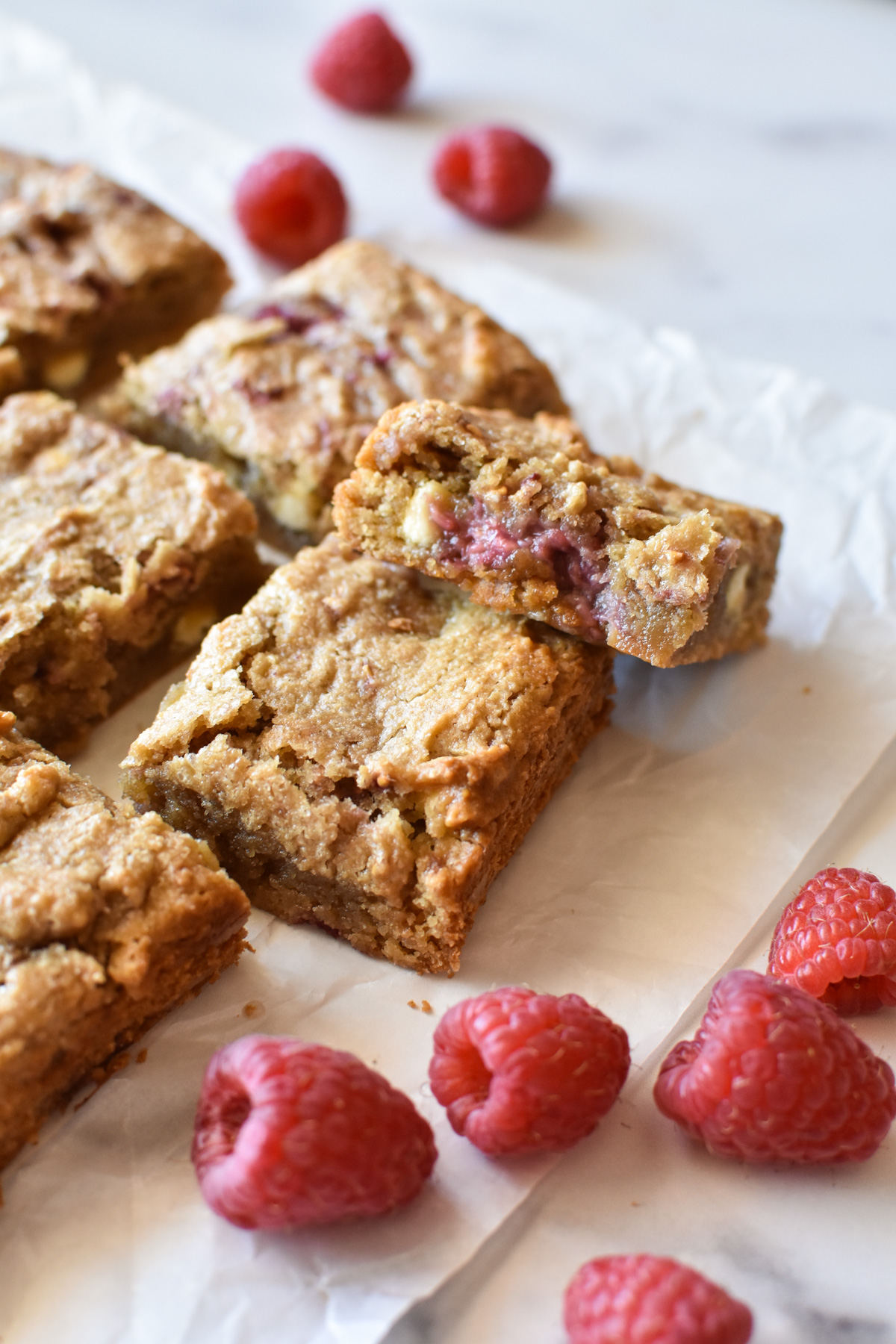 bite shot of vegan blondie