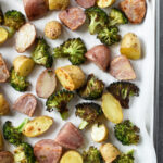 roasted potatoes and broccoli