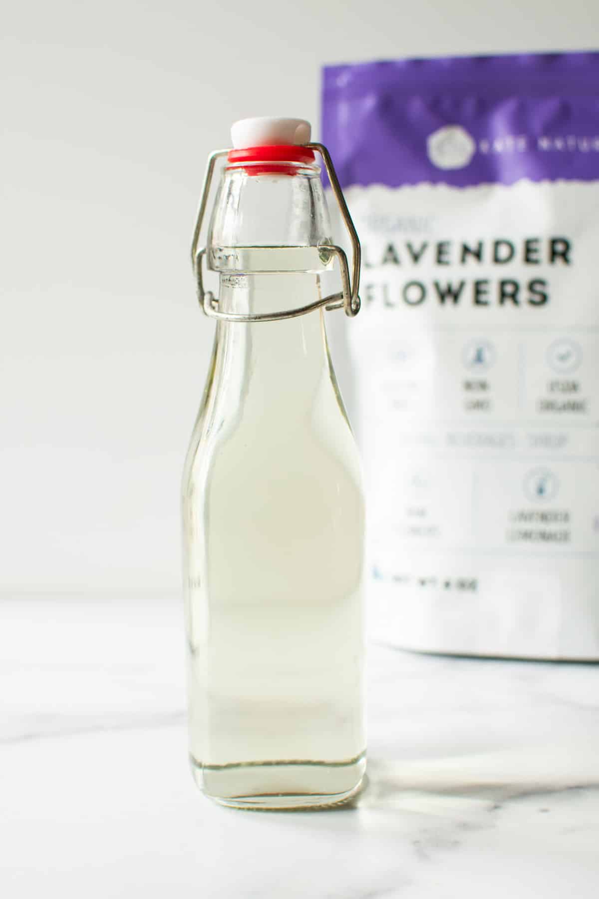 bottle of lavender simple syrup