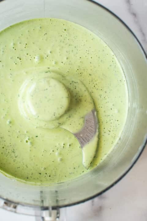 green goddess dressing in a food processor