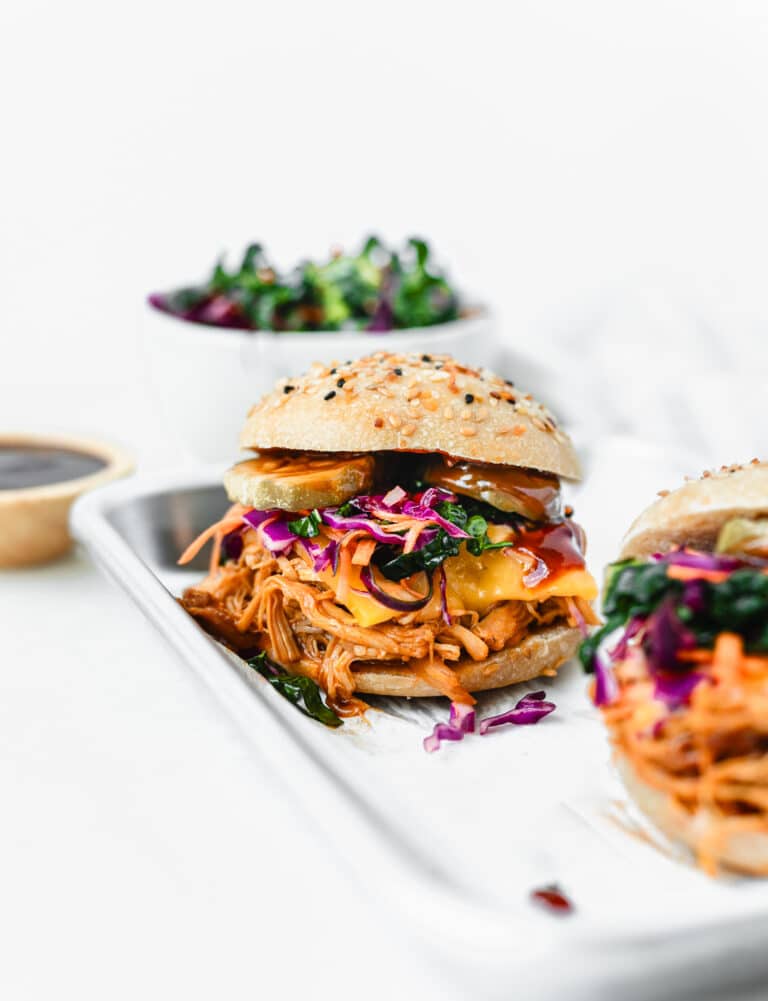 BBQ Chicken Sandwiches with Crunchy Purple Slaw