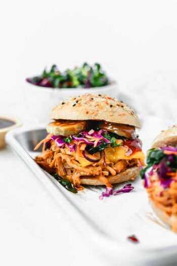 BBQ Chicken Sandwiches with Crunchy Purple Slaw