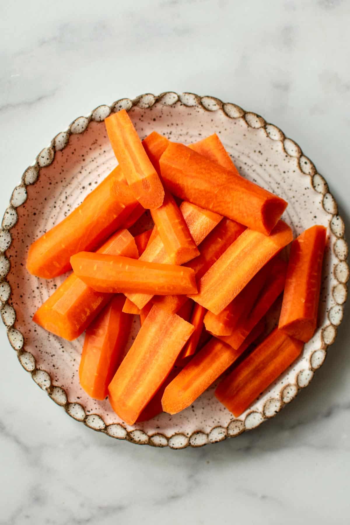 carrots cut into chunks on a bias