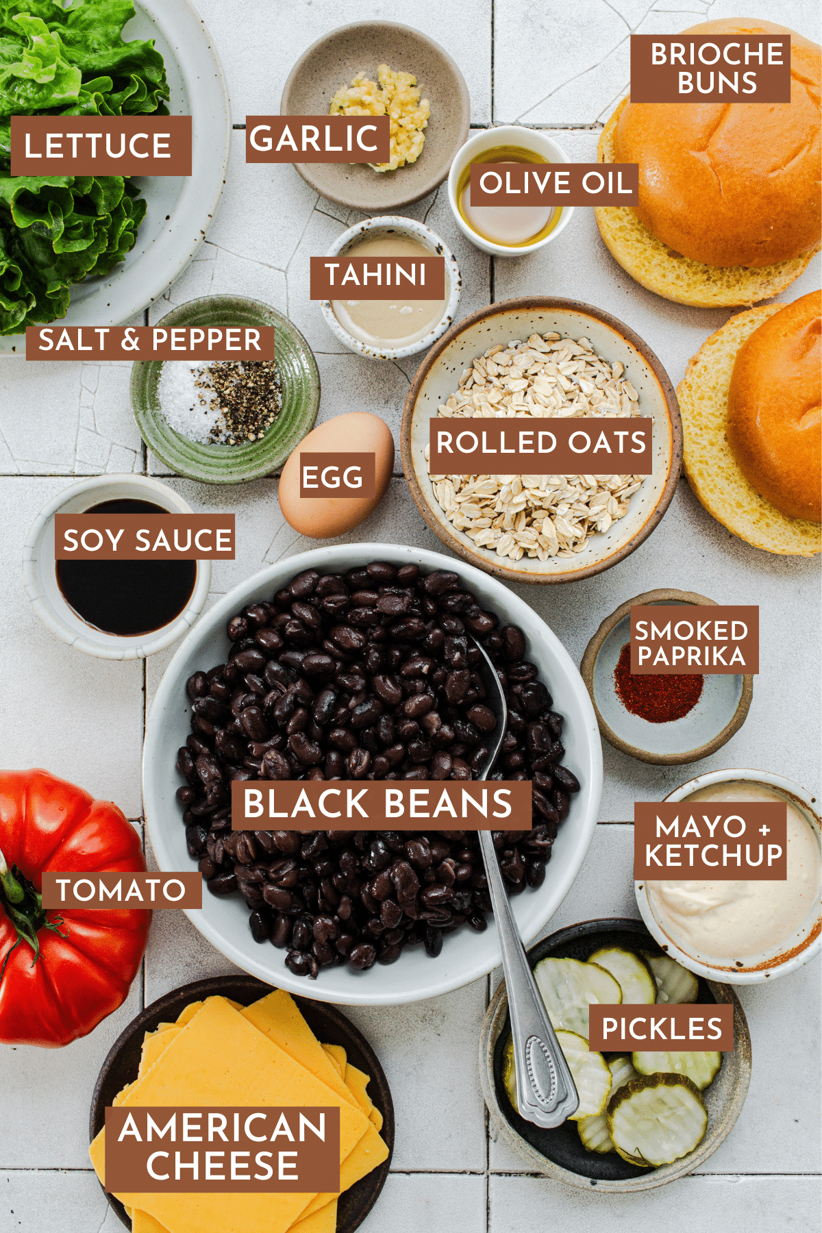 ingredients for black bean smash burgers