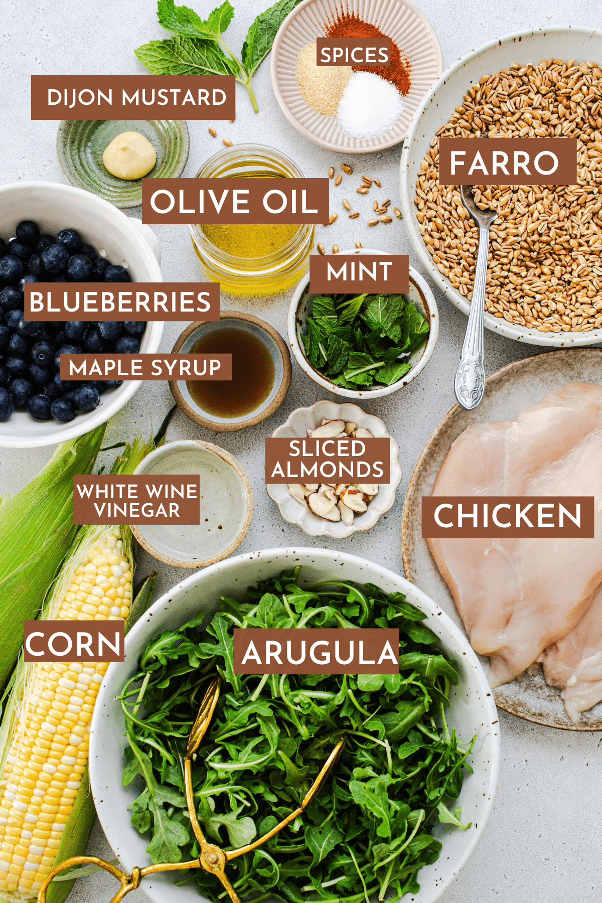 ingredients for healthy summer farro salad