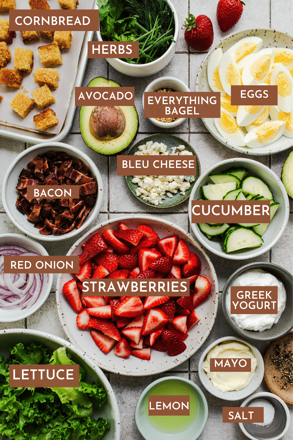ingredients for strawberry cobb salad